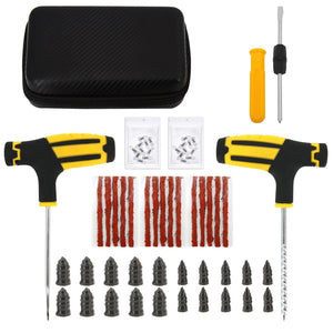Planet Gates CASE-C-39PCS-Knief / CN Car Tire Repair Tool Kit Studding Set Auto Bike Puncture Plug Garage Needle Nose Pliers Vacuum Film Nail Screws W/ Storage Case