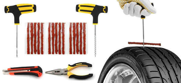 Planet Gates CASE-C-39PCS-Knief / CN Car Tire Repair Tool Kit Studding Set Auto Bike Puncture Plug Garage Needle Nose Pliers Vacuum Film Nail Screws W/ Storage Case