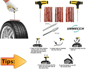 Planet Gates CASE-C-39PCS-Knief / CN Car Tire Repair Tool Kit Studding Set Auto Bike Puncture Plug Garage Needle Nose Pliers Vacuum Film Nail Screws W/ Storage Case