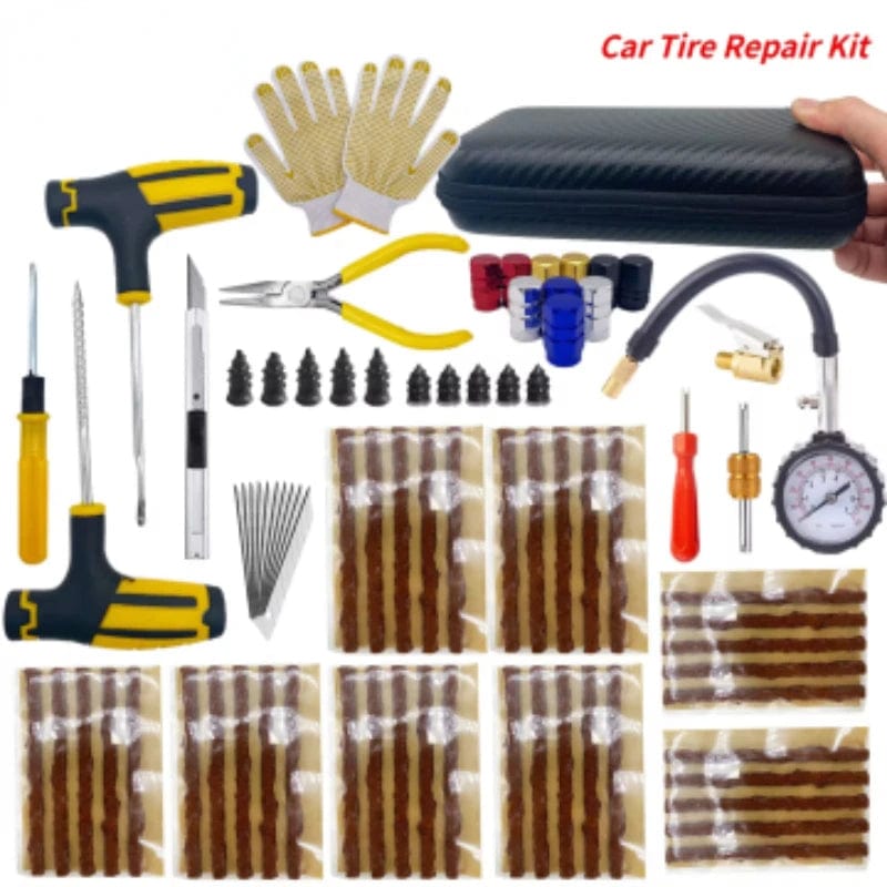 Planet Gates Case5-68Plus Auto Tire Repair Kit Puncture Plug Tools Tyre Puncture Emergency for Universal Tire Strips Stiring Glue Repair Tool