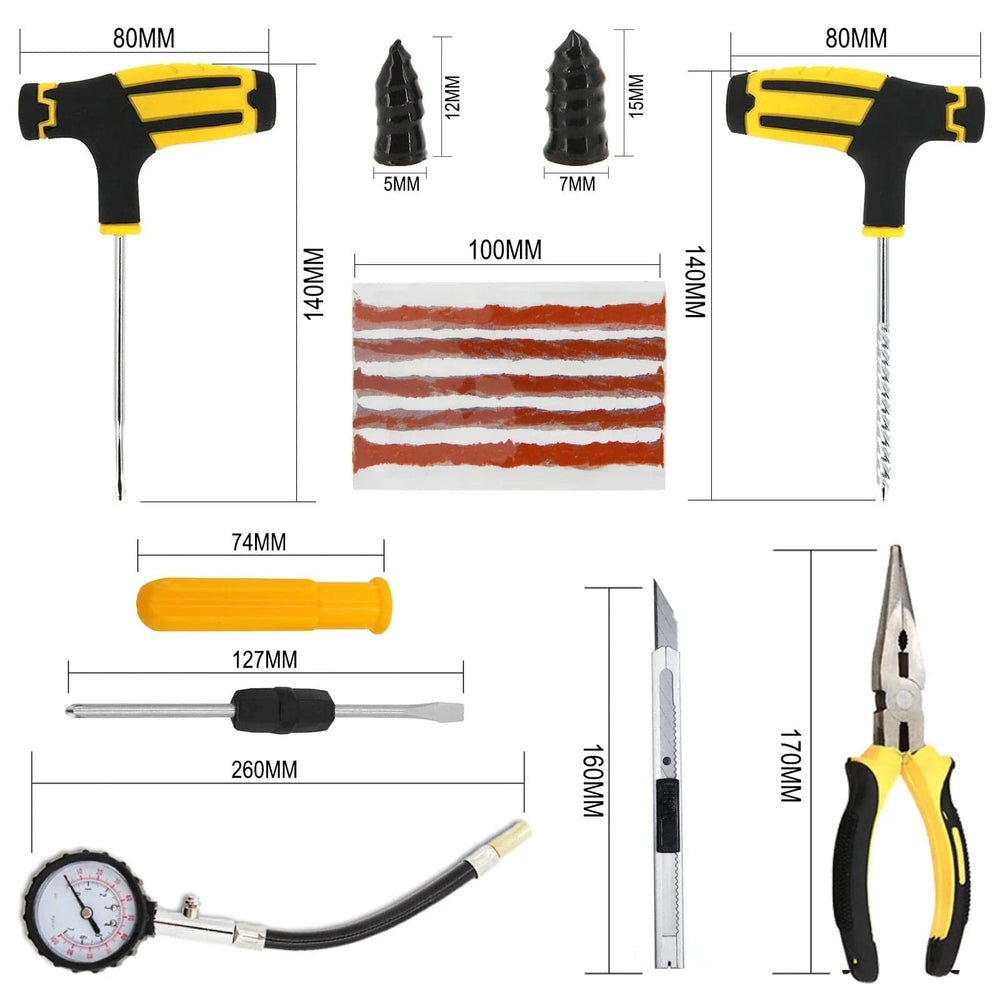 Planet Gates Case5-68Plus Auto Tire Repair Kit Puncture Plug Tools Tyre Puncture Emergency for Universal Tire Strips Stiring Glue Repair Tool