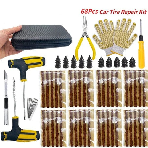 Planet Gates Case5-68Plus Auto Tire Repair Kit Puncture Plug Tools Tyre Puncture Emergency for Universal Tire Strips Stiring Glue Repair Tool
