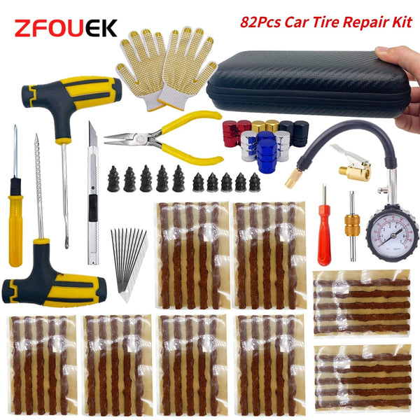 Planet Gates Case5-68Plus Auto Tire Repair Kit Puncture Plug Tools Tyre Puncture Emergency for Universal Tire Strips Stiring Glue Repair Tool