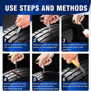 Planet Gates Case5-68Plus Auto Tire Repair Kit Puncture Plug Tools Tyre Puncture Emergency for Universal Tire Strips Stiring Glue Repair Tool