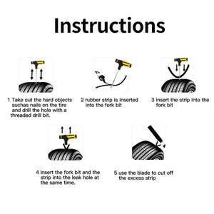 Planet Gates Case5-68Plus Auto Tire Repair Kit Puncture Plug Tools Tyre Puncture Emergency for Universal Tire Strips Stiring Glue Repair Tool