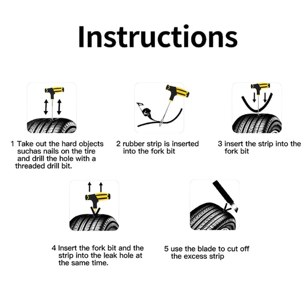 Planet Gates Case5-68Plus Auto Tire Repair Kit Puncture Plug Tools Tyre Puncture Emergency for Universal Tire Strips Stiring Glue Repair Tool