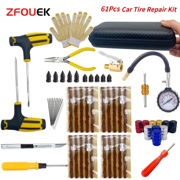 Planet Gates Case5-68Plus Auto Tire Repair Kit Puncture Plug Tools Tyre Puncture Emergency for Universal Tire Strips Stiring Glue Repair Tool