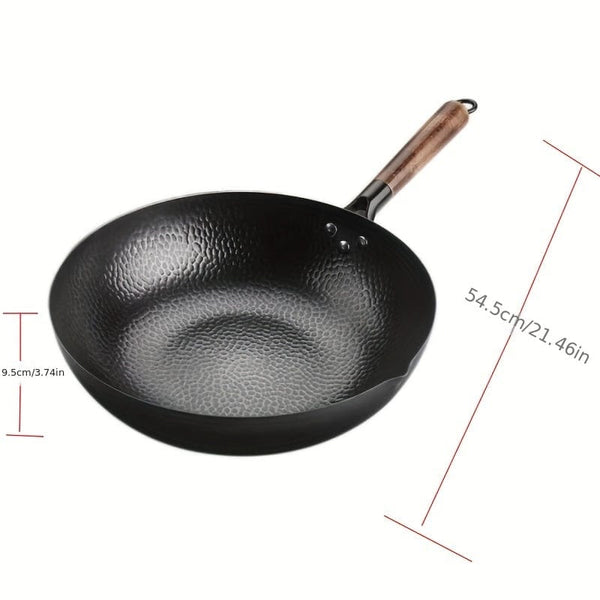 Planet Gates Cast Iron 1pc, Cast Iron Wok (32.0cm), Stir-Fry Pan, Chinese Wok, Flat Bottom Cookware, For Induction, Electric, Gas, Halogen, All Stoves, Kitchen Utensils, Kitchen Gadgets, Kitchen Accessories, Home Kitchen Items