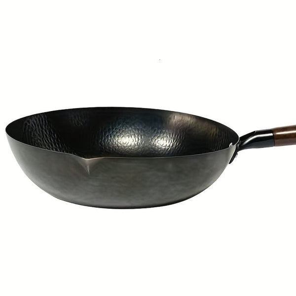 Planet Gates Cast Iron 1pc, Cast Iron Wok (32.0cm), Stir-Fry Pan, Chinese Wok, Flat Bottom Cookware, For Induction, Electric, Gas, Halogen, All Stoves, Kitchen Utensils, Kitchen Gadgets, Kitchen Accessories, Home Kitchen Items