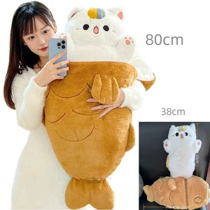 Planet Gates Cat / about 75-80cm 1 piece 40/60/80cm Kawaii Japan Taiyaki Cat Plush Toy Anime Figure Cat Hiding in Cushion Bag Ferry Animals Plushie Throw Pillow