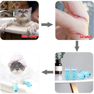 Planet Gates Cat Claw Protector Bath Anti-Scratch Cat Shoes For Cat Adjustable Pet Bath Wash Boots Cat Paw Nail Cover Pet Grooming Supplies