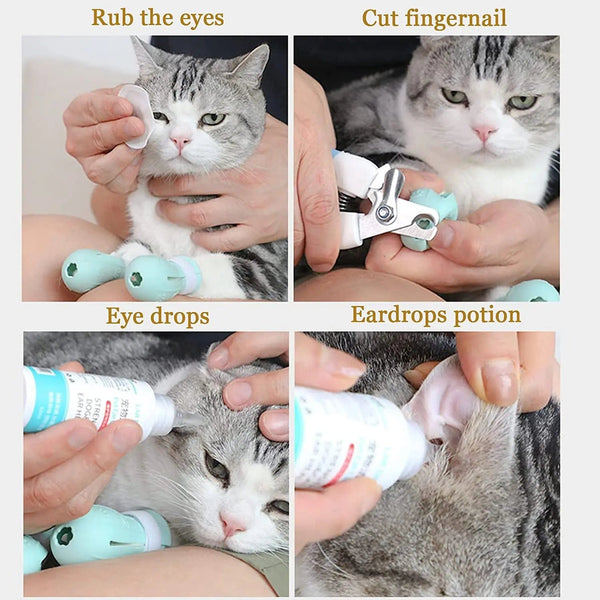Planet Gates Cat Claw Protector Bath Anti-Scratch Cat Shoes For Cat Adjustable Pet Bath Wash Boots Cat Paw Nail Cover Pet Grooming Supplies