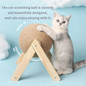 Planet Gates Cat Cratchers Ball Toys Sisal and Wood Stable Triangle Cats Indoor Stuff Sturdy Scratching Cool Scratch on Stand Spin