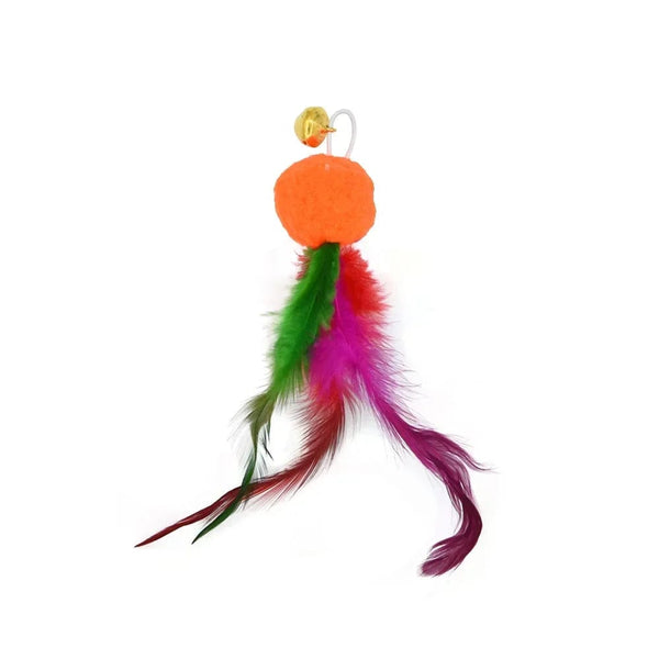 Planet Gates Cat Feather Toy Accessories False Birds Worm Toy with Bell Kitten Cat Toys Interactive Replacement Refill Foam Ball Training