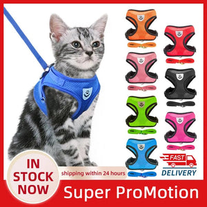 Planet Gates Cat Harness Vest Walking Lead Leash For Puppy Dogs Collar Polyester Adjustable Mesh Dog Harness For Small Medium Pet Accessories