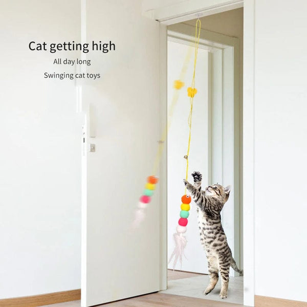 Planet Gates Cat Toys Swing Sticky Disc Elastic Hanging Door Teasing Cat Rope Long Rope Teasing Cat Cat Toy Cat Accessories Pet Kitten Toy