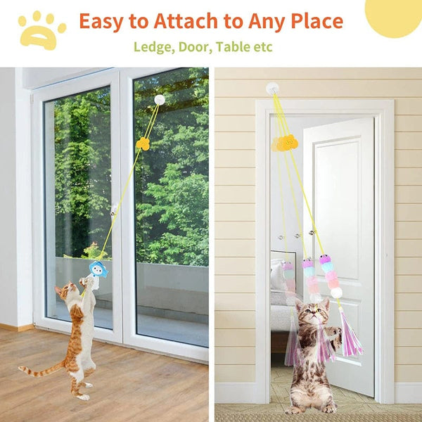 Planet Gates Cat Toys Swing Sticky Disc Elastic Hanging Door Teasing Cat Rope Long Rope Teasing Cat Cat Toy Cat Accessories Pet Kitten Toy