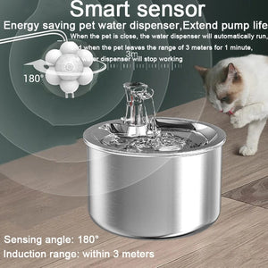 Planet Gates Cat Water Dispenser Automatic Cats Dog Water Fountain Running With 4-layer Filter Sensor Stainles Steel Pet Cat Drinker Fountain
