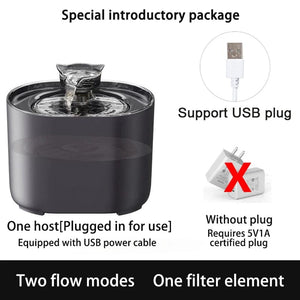 Planet Gates Cat Water Fountain Auto Recirculate Filtring Cats Dog Water Dispenser USB Electric Mute Pump Cat Ear Pet Cats Drinking Fountain