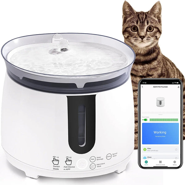 Planet Gates Cat Water Fountain / CHINA AQHH Cat Water Fountain with Wireless Pump Pet Water Fountain for Cats Inside Automatic Smart Fountain App Control Easy Cleaning