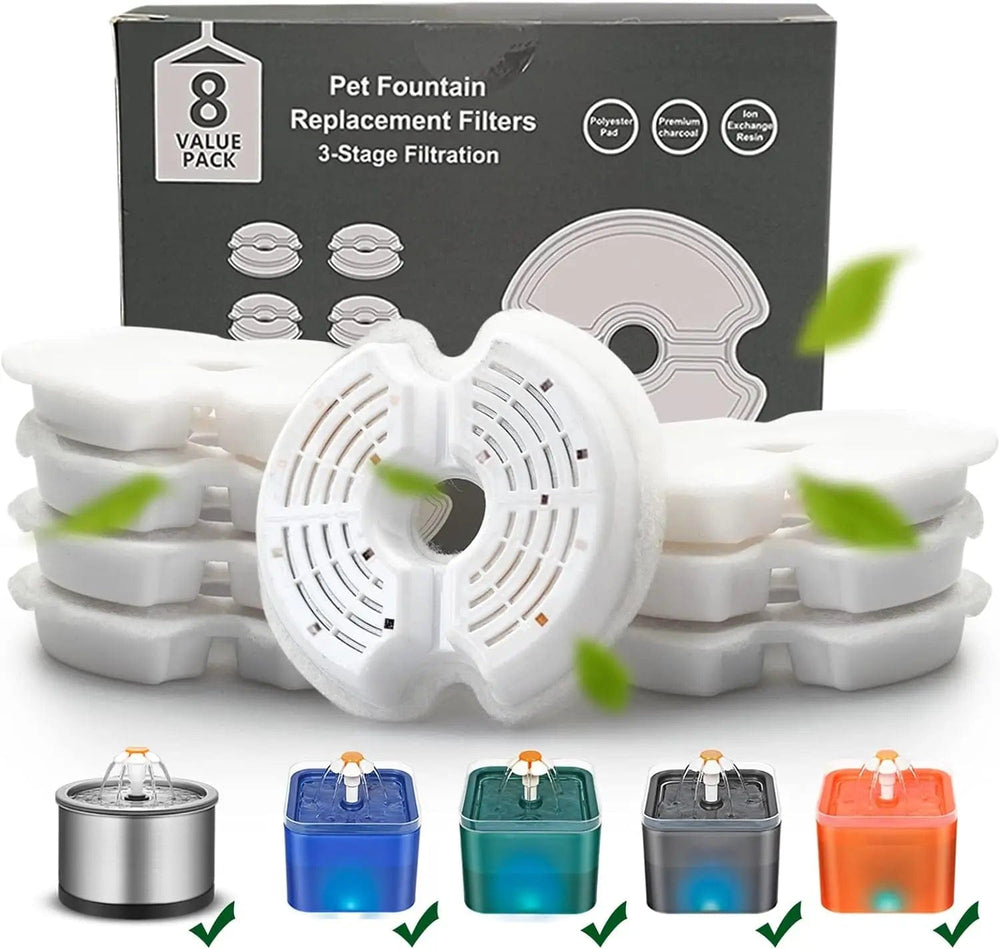 Planet Gates Cat Water Fountain Filter Multiple Filtration Pet Water Fountain Replacement Filters 4/8 Packs