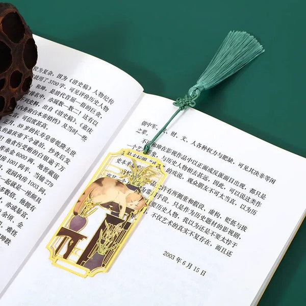 Planet Gates Cat3 1Pcs Hollowed Out Metal Cat Bookmarks Chinese Style Bookmarks Students Teacher Reading Tools School Souvenirs
