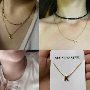 Planet Gates Cazador Minimalist Initial A-Z Letter Necklace for Women Alphabet Stainless Steel Choker Chains Jewelry Birthday Gift Wholesale