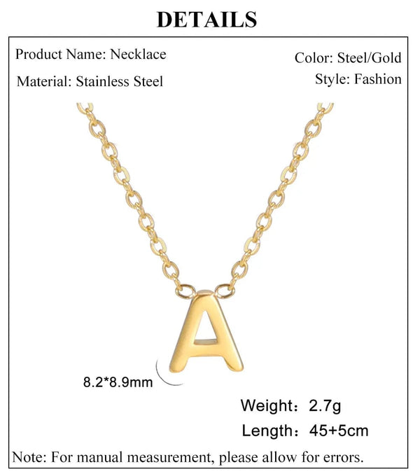 Planet Gates Cazador Minimalist Initial A-Z Letter Necklace for Women Alphabet Stainless Steel Choker Chains Jewelry Birthday Gift Wholesale
