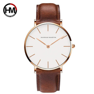 Planet Gates CB01-Black silver Hannah Martin Brand Fashion  Japan Quartz Wrist Watches Silver Brown Leather Men Watch Waterproof Dress Watch Men Casual