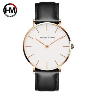 Planet Gates CB01-Black silver Hannah Martin Brand Fashion  Japan Quartz Wrist Watches Silver Brown Leather Men Watch Waterproof Dress Watch Men Casual