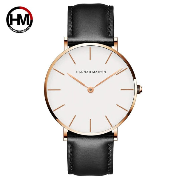 Planet Gates CB01-Black silver Hannah Martin Brand Fashion  Japan Quartz Wrist Watches Silver Brown Leather Men Watch Waterproof Dress Watch Men Casual