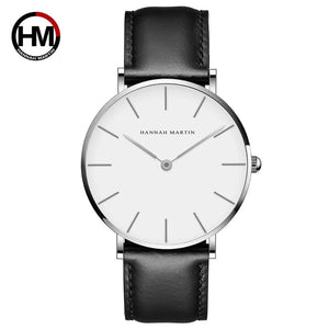 Planet Gates CB01-Black silver Hannah Martin Brand Fashion  Japan Quartz Wrist Watches Silver Brown Leather Men Watch Waterproof Dress Watch Men Casual