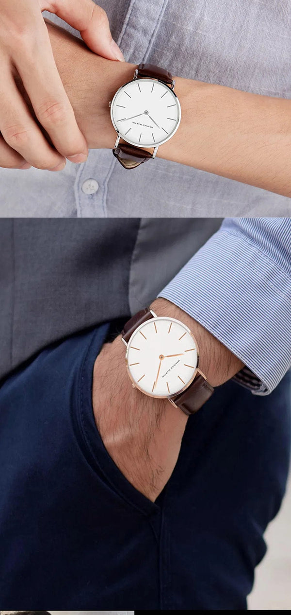 Planet Gates CB01-Black silver Hannah Martin Brand Fashion  Japan Quartz Wrist Watches Silver Brown Leather Men Watch Waterproof Dress Watch Men Casual