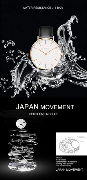 Planet Gates CB01-Black silver Hannah Martin Brand Fashion  Japan Quartz Wrist Watches Silver Brown Leather Men Watch Waterproof Dress Watch Men Casual