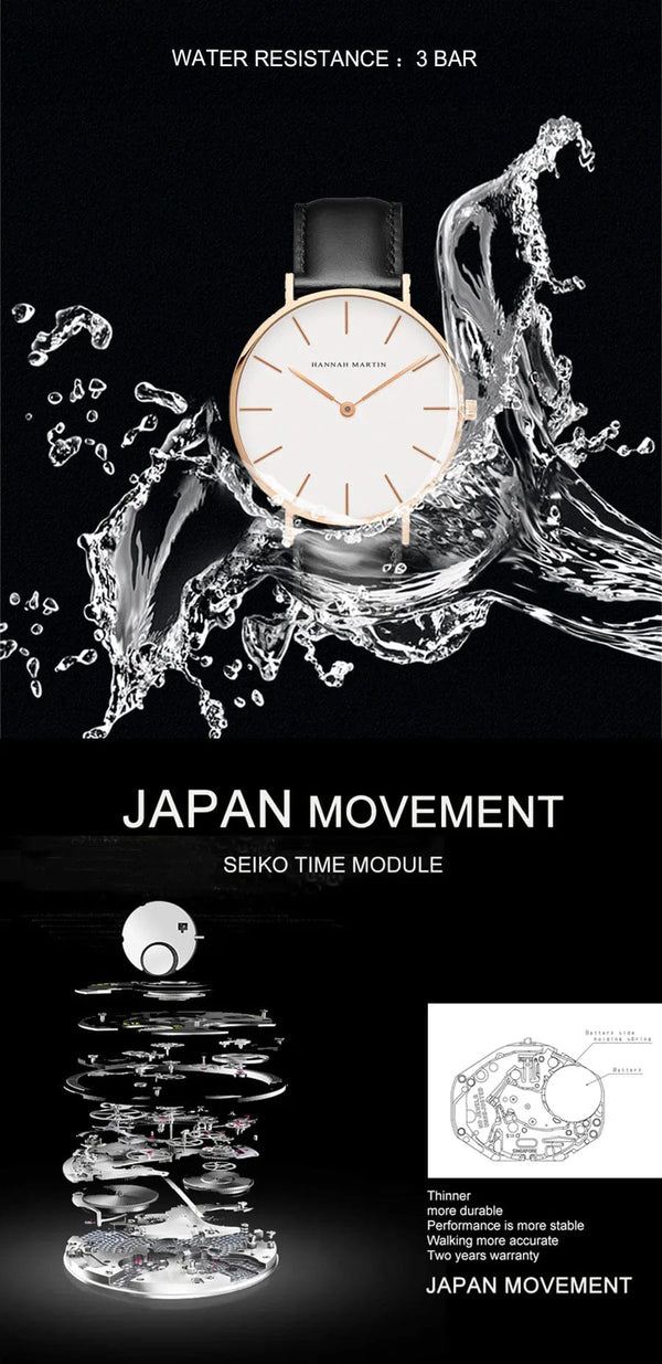 Planet Gates CB01-Black silver Hannah Martin Brand Fashion  Japan Quartz Wrist Watches Silver Brown Leather Men Watch Waterproof Dress Watch Men Casual