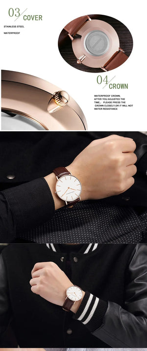 Planet Gates CB01-Black silver Hannah Martin Brand Fashion  Japan Quartz Wrist Watches Silver Brown Leather Men Watch Waterproof Dress Watch Men Casual