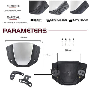 Planet Gates cb650r Windshield Motorcycle Windscreen For Honda CB650R 2019-2023 CB1000R 2018-2020 Front Sport Wind Deflector Protector Cover