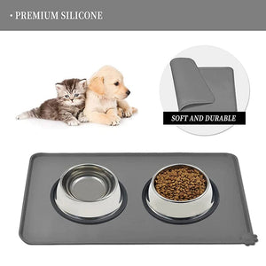 Planet Gates CDDMPET Silicone Dog Cat Bowl Mat Non-Stick Pet Fountain Tray Food Pad Puppy Dogs Feeding Drinking Mat Easy Washing Placemat