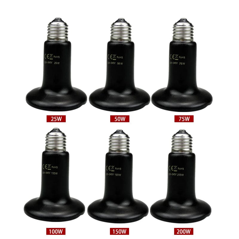 Planet Gates Ceramic Emitter Heat Lamp Bulb Pet Heating Light Bulb Infrared Black for Reptile Animals Heater Ceramic Heate Brooder Chocadeira