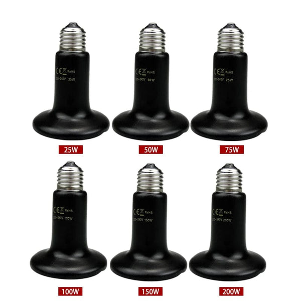 Planet Gates Ceramic Emitter Heat Lamp Bulb Pet Heating Light Bulb Infrared Black for Reptile Animals Heater Ceramic Heate Brooder Chocadeira