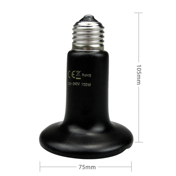Planet Gates Ceramic Emitter Heat Lamp Bulb Pet Heating Light Bulb Infrared Black for Reptile Animals Heater Ceramic Heate Brooder Chocadeira