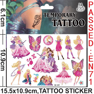 Planet Gates CG-549 Barbie Tattoo Stickers Cute Cartoon pink Girls DIY Waterproof Sticker Cosplay Party Decoration Kids Christmas Gifts Toys