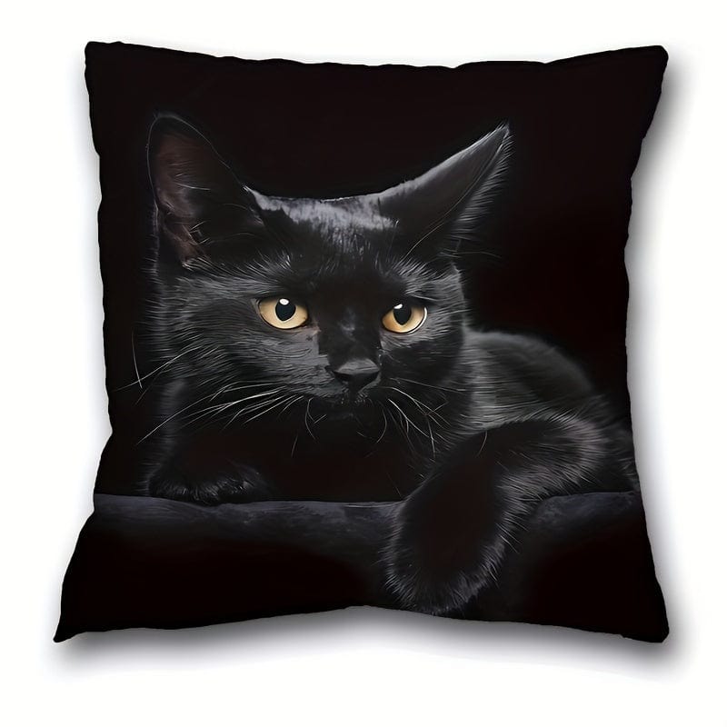 Planet Gates CH408 1pc, Cute Cat Polyester Cushion Cover, Pillow Cover, Room Decor, Bedroom Decor, Sofa Decor, Collectible Buildings Accessories (Cushion Is Not Included)