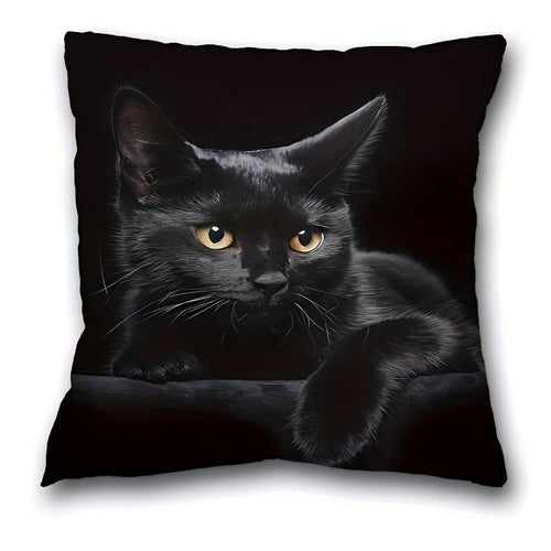 Planet Gates CH408 1pc, Cute Cat Polyester Cushion Cover, Pillow Cover, Room Decor, Bedroom Decor, Sofa Decor, Collectible Buildings Accessories (Cushion Is Not Included)