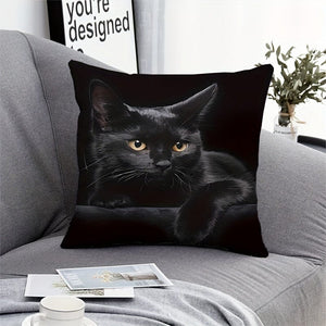 Planet Gates CH408 1pc, Cute Cat Polyester Cushion Cover, Pillow Cover, Room Decor, Bedroom Decor, Sofa Decor, Collectible Buildings Accessories (Cushion Is Not Included)