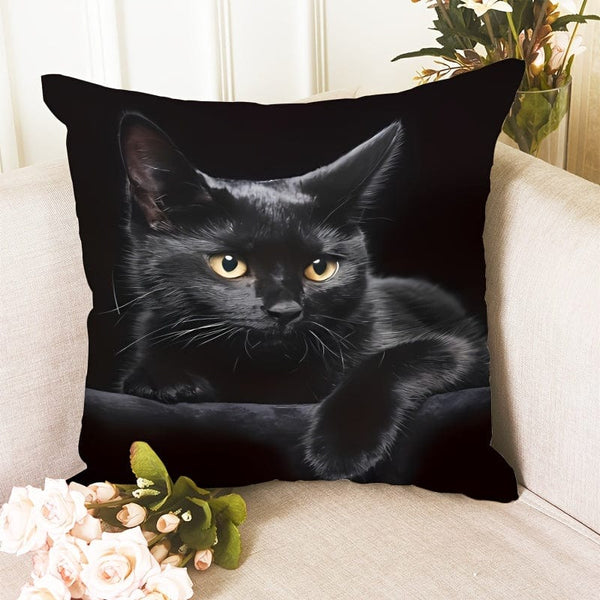 Planet Gates CH408 1pc, Cute Cat Polyester Cushion Cover, Pillow Cover, Room Decor, Bedroom Decor, Sofa Decor, Collectible Buildings Accessories (Cushion Is Not Included)