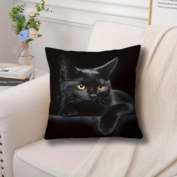 Planet Gates CH408 1pc, Cute Cat Polyester Cushion Cover, Pillow Cover, Room Decor, Bedroom Decor, Sofa Decor, Collectible Buildings Accessories (Cushion Is Not Included)