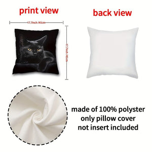 Planet Gates CH408 1pc, Cute Cat Polyester Cushion Cover, Pillow Cover, Room Decor, Bedroom Decor, Sofa Decor, Collectible Buildings Accessories (Cushion Is Not Included)