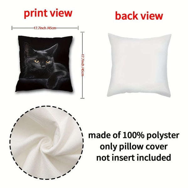 Planet Gates CH408 1pc, Cute Cat Polyester Cushion Cover, Pillow Cover, Room Decor, Bedroom Decor, Sofa Decor, Collectible Buildings Accessories (Cushion Is Not Included)