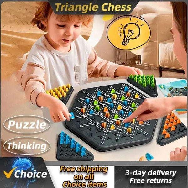 Planet Gates Chain Chess 1pc New Geometry Chain Chess Puzzle Triangle Chess Desktop Game Rubber Band Training Family Interaction Exercise Thinking Toys Gifts